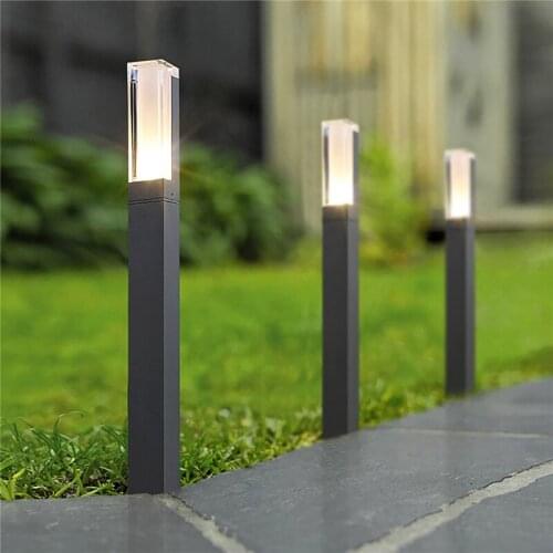27/40cm 7W Square Aluminum Pillar Path Aisle Waterproof Lawn Lamps Garden Street Patio Ground Landscape LED Lighting Home Decor