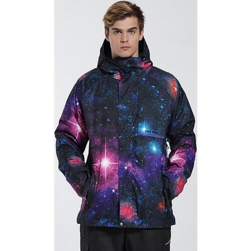 Gsou Snow Mens Starry Sky Ski Jacket Male Riding Climbing Skating Snowboarding Coat Anorak Windproof Waterproof Thermal
