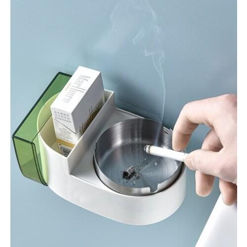 Wall Mounted Stainless Steel Ashtray Bathroom Cigarettess Garbage Bag Holder Storage Rack Convenient To Install