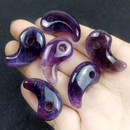 Natural Stone Purple Crystal Anime Peripherals Tai Chi 18*30mm Pendant Charms Jewelry Making DIY Necklace Keychain Accessories