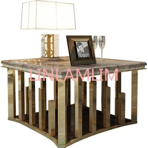 Natural marble Stainless steel Coffee Table Living Room Home Furniture minimalist modern rectangle mesas de centro table basse
