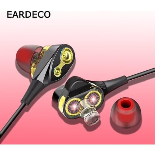 EARDECO Dual Drive Phone Earphone Inear Mobile Headphones Bass Stereo Headset With Microphone Earphones Earbuds For IOS Android