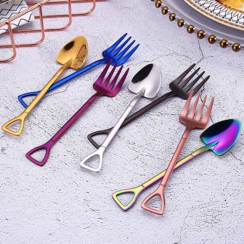 Stainless Steel Spatula Spoon And Fork Suit Gold-Plated Tableware Coffee Spoon Exquisite Stirring Spoon Fork