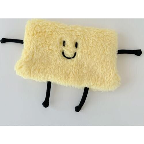 Ins Cartoon Cute Smiling Face Embroidery Pencil Bag Yellow Cheese Characters Plush Pencil Case Wallet School Supplies Stationery