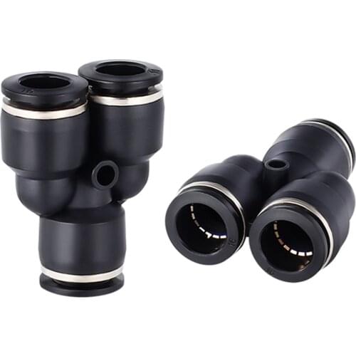 PY Black Tee Pneumatic Quick Coupling Hose Trachea Plug-in Quick Coupling Adapter Air Compressor Accessories 4-16mm