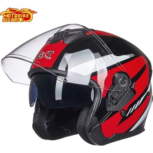 GXT Half Face Helmet Double Lens Helmet Motorcycle ABS Motorbike Electric Helmet Safety Moto Casque for Women Men Moto Casco