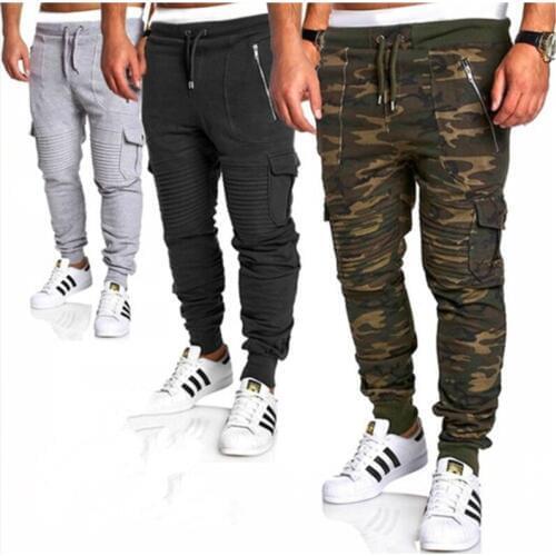 Casual camouflage sweatpants for men patchwork pencil pants with many pockets man fitness gym clothing joggers track trousers