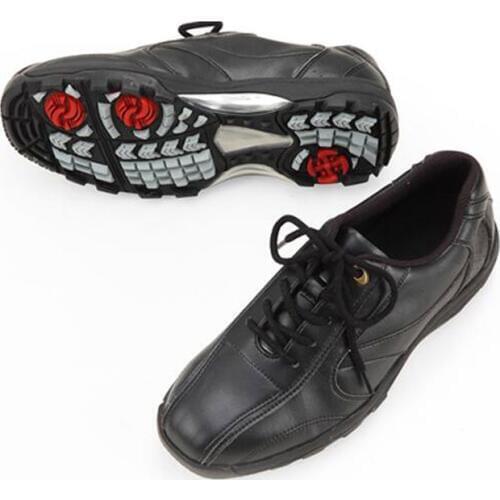 Professional Mens Golf Shoes Leather Lace Up Golf Sneakers Waterproof Skidproof Sport Training Shoes With Spikes D0382