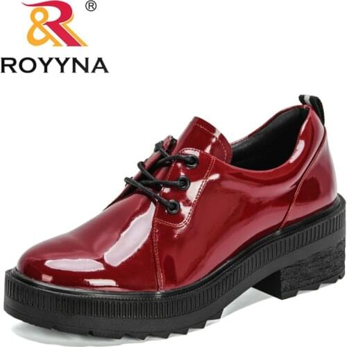 ROYYNA 2021 New Designers Chunky Heels Sneakers Shoes Ladies Vintage loafers Women Japanese Student Shoes Girls Lace Up Pumps
