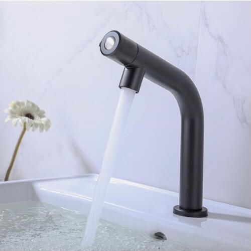 Basin Faucet 304 Stainless Steel Bathroom Single Cold Sink Basin Mixer Tap Bathroom Torneira do banheiro Matte Black Nickel