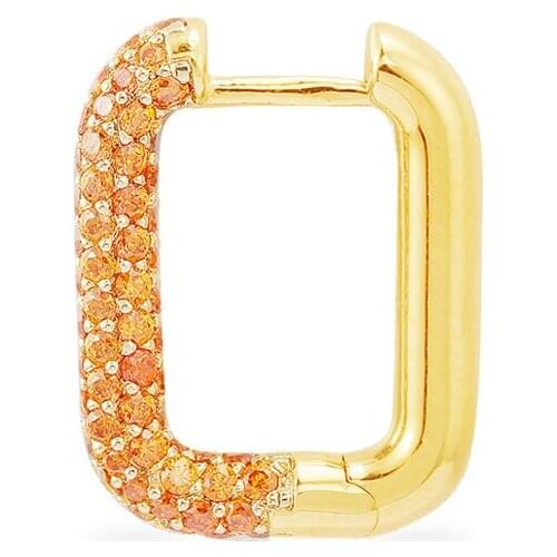 SOELLE 2020 New Fashion 925 Sterling Silver Yellow Gold Color Mono Orange Zircon Square Geometric Earring 1pc for Women Jewelry