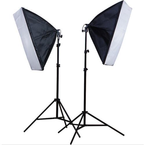 50*70cm Diffuser Continuous Lighting Softbox 100-240V E27 lamp Holder Soft Box with 2M Light Stand 2PCS Photo Studio Kit