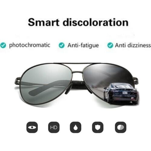 AORON Brand Design Eyewear Anti Glare UV400 Glasses HD Fashion Photochromic Polarized Alloy Sunglasses Women Men Goggles 8011