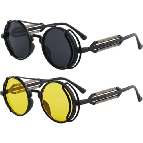 Punk Steampunk Sunglasses Retro Mens Brand Designer Round Punk Eyewear Gothic Style Products Women UV400 Sunglasses