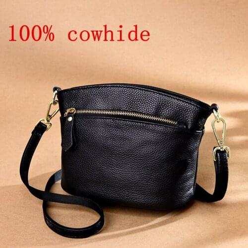 Genuine Leather Crossbody Bag 100% cowhide Women Casual Tote Bag Female Handbag Small Shoulder Bag for Women Tote Ladies Vintage