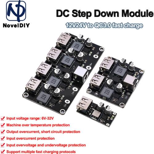 USB QC3.0 QC2.0 DC-DC Buck Converter Charging Step Down Module 6-32V 9V 12V 24V to Fast Quick Charger Circuit Board 3V 5V 12V