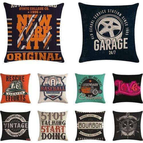 Vintage Stop Talking Start Doing Letter Bourbom Printed Linen Sofa Car Cheap Talk Cushion Cover Throw Pillow Case ZY1135