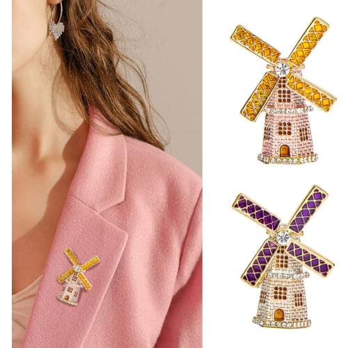 Castle Windmill Brooches Broom Personality Creative Sweater Overcoat Accessories Vintage Classic High Quality Gift