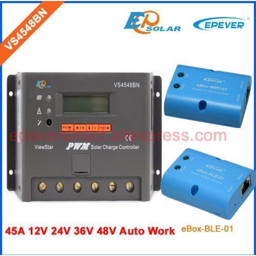 24V charger PWM EPEVER LCD display solar controller ble eBOX and Wifi eBOX Android Phone system APP VS4548BN 45A 45amps EP