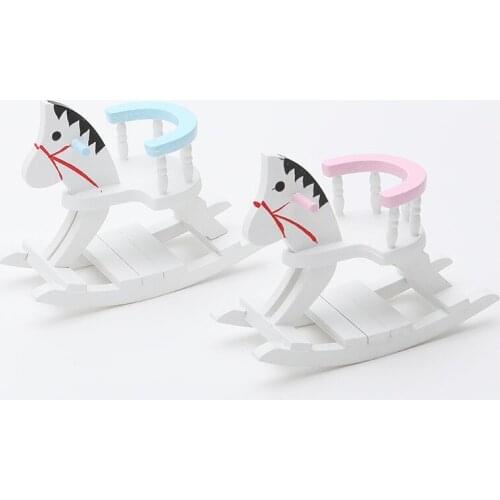 1pcs 1:12 Doll House Miniature Scene Mini Furniture Accessories Small Wooden Horse Childrens Room Decoration Chair