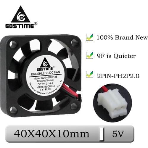 1pcs Gdstime 5V 40x40x10mm 40mm Brushless Axial DC Quieter Cooling Fan 40x10mm 4cm Mini 3D Printer Exhaust Cooler Fan