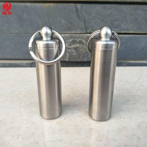 1PCS Waterproof Pill Box Mini Pill Box Stainless Steel Keychain Outdoor Camping Equipment Adventure First Aid Kit