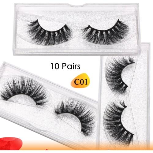 10 pairs False Eyelash High Volume 3D Mink Lashes Handmade Mink Eyelashes Thick Long Fake Mink Lashes Fluffy 3D Mink Makeup Lash
