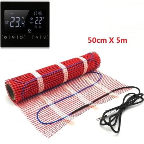 2.5 Square Meters 50cmX5m Warm Floor Heating Mat 220V 150w/m2 Electric Heater with WiFi Thermostat