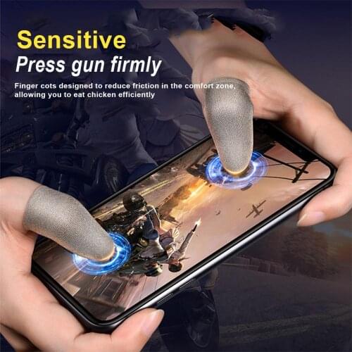 2 Pcs Nylon Game Finger Gloves Gaming Finger Cover Non-Scratch Sleeve Sensitive Breathable Mobile Touch Screen Game Gloves
