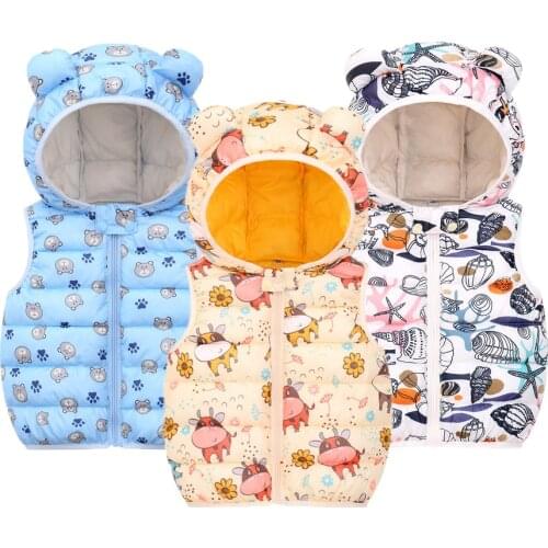 2021 Toddler Baby Girls Boys Vest Autumn Winter Warm Hedgehog Chick Waistcoats Jacket For Kids 8 Color Children Birthday Present