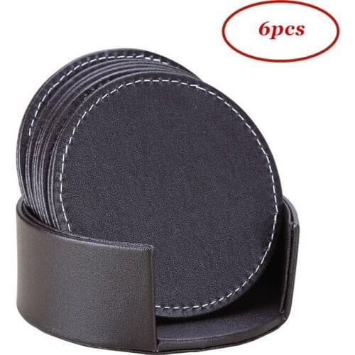 6Pcs/Set Creative Leather Coasters Heat-Resistant Cup Mat Pads Coffee Mug Holder Placemats Restaurant Table Mats Kitchen Decor