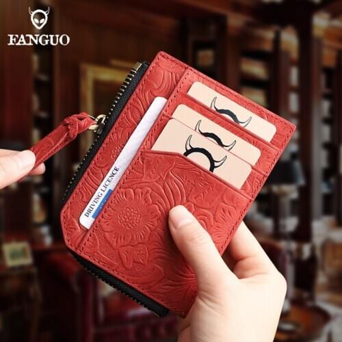 Anti-RFID Card Holder Handmade Genuine Leather Card Wallet Driver License Cover Portable Multi-function Coin Purse For Unisex
