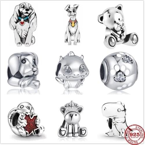 New 925 Sterling Silver Charm Dogs Bull Unicorn beads Fit Pandora Charms Silver 925 Original Bead Bracelets DIY Women Jewelry