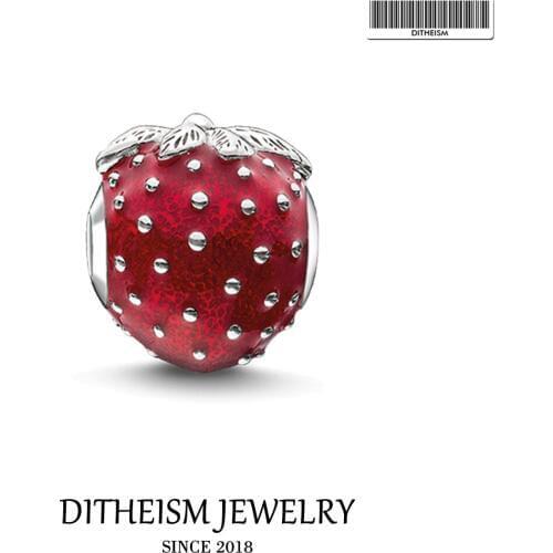 DIY Beads Strawberry Charm 5mm Hole,2018 New Fashion Silver Jewelry Romantic Gift For Women Girl Fit Bracelets Necklace Choker
