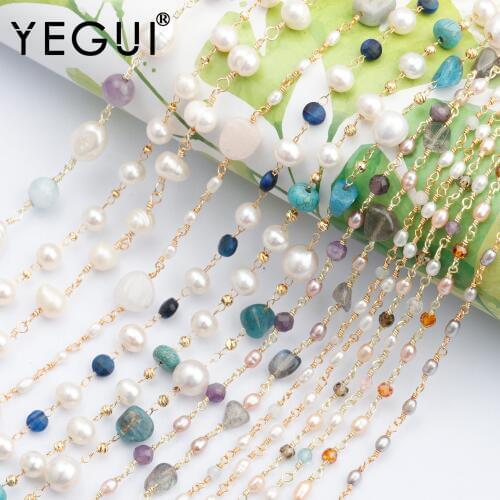 YEGUI C80,diy chain,18k gold plated,0.3 microns,natural stone pearl,jewelry accessories,diy chain necklace,jewelry making,1m/lot