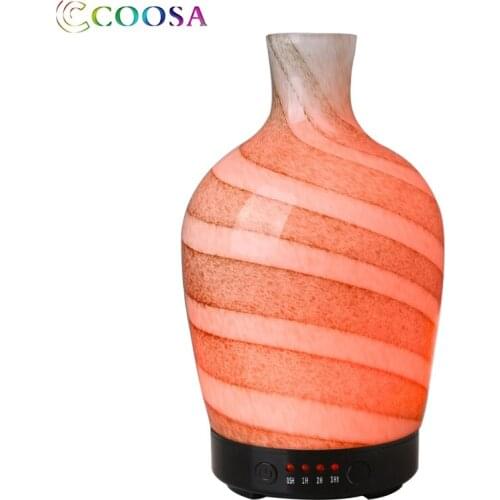 COOSA 3D Glass LED Light Ultrasonic Aroma Essential Oil Diffuser Vase Shape Air Humidifier Cool Mist Maker for Home Office Yoga
