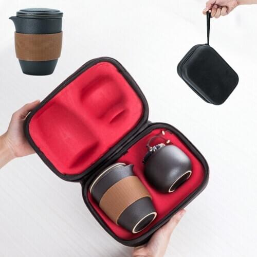Travel tea set ceramic portable teapot porcelain tea set cover bowl tea set tea ceremony teapot with travel bag a pot of 5 cups