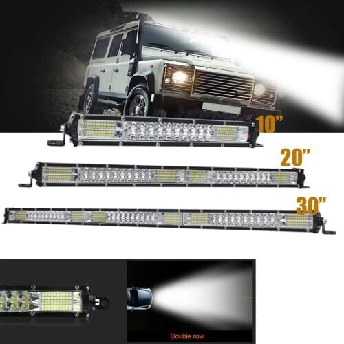 Dual Row Car LED Light Bar 10/20/30inch Slim Spot Flood Combo LED Bar Driving Lights for Auto Offroad 4x4 12V 24V
