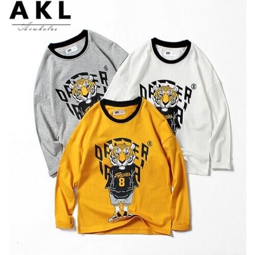 Spring Autumn Boys T Shirts Childrens Clothes Tops New T-Shirt For Boys Childrens Cotton Print Cartoon Long-sleeved T-shirt