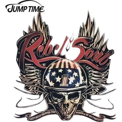 JumpTime 13cm x 11.8cm 3D Car Sticker KID ROCK REBEL SOUL US Flag Skull Sign Decal Bumper Motorcycle Car Styling