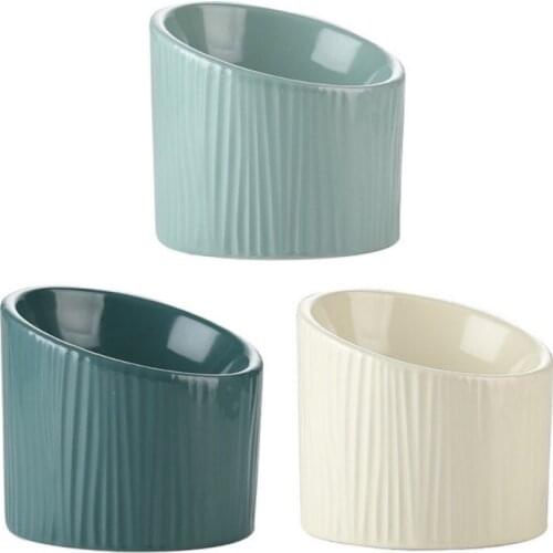 Dog Cat Ceramic Bowl With Inclined Mouth For Puppy Kitten Chihuahua Teddy Practical Durable Daily Indoor Pet Products