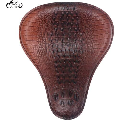 Brown Synthetic leather Alligator Motorcycle Slim Solo Seat For Harley Bobber Chopper Dyna Fat Bob FXDF Street Bob FXDB 13-15