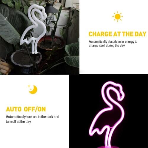 Solar Lawn Lamp Ground Flamingo Neon Pink Lighting Lamp For Outdoor Waterproof Courtyard Garden Products Garden Accessories
