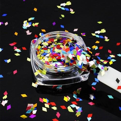 20g Laser Rhombus Nail Glitter Flakes Diamond Shape Holographic Nail Sequins Slice Paillette Sparkly Nail Art Decoration