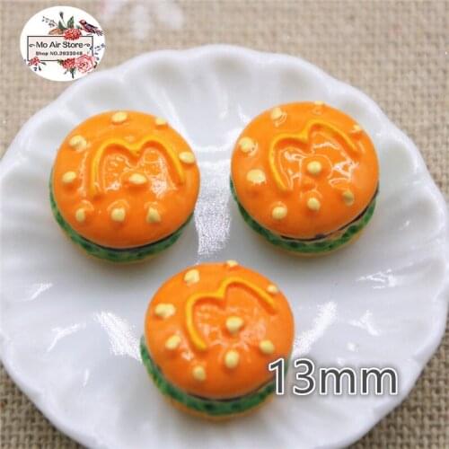 M hamburger 10PCS 13mm Resin Flatback Cabochon Miniature Food Art Supply Decoration Charm DIY craft