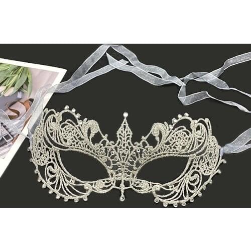 Masquerade Hollow Lace Mask Halloween Props Golden Silver Black Half Face Adult Sexy Plus Diamond Appealing Eye Mask Lady