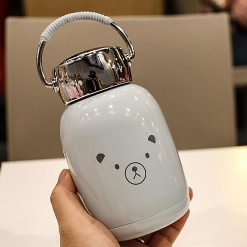 Mini Cute Thermo Cup 304 Stainless Steel Water Bottle Mug Kawaii Thermal Vacuum Student Thermo Cup with Handle 230ml