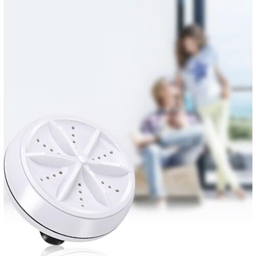 Multifunctional Ultrasonic Washing Machine 9cm Round Mini Portable Cleaning Tool for Travel Outdoor Use D1