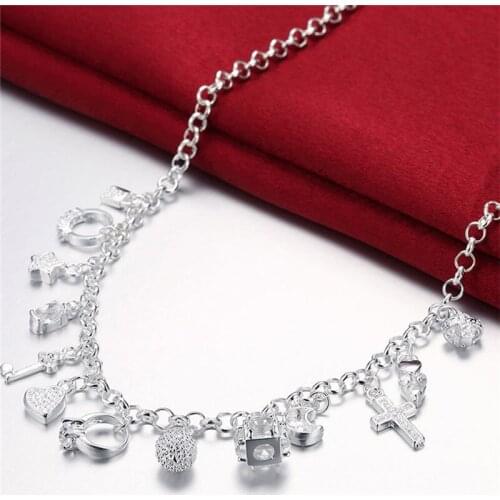 NEW Design 925 Sliver Fashion Jewelry Chain 13 Pendant Necklace For Women Engagement Birthday Wedding Trendy Gift