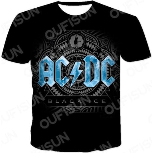 2021 New Mens Casual T-shirt Funny Rock & Roll T-shirt Men AC DC 3D Printing Summer Brand T-shirt Mens Fashion Street Tops